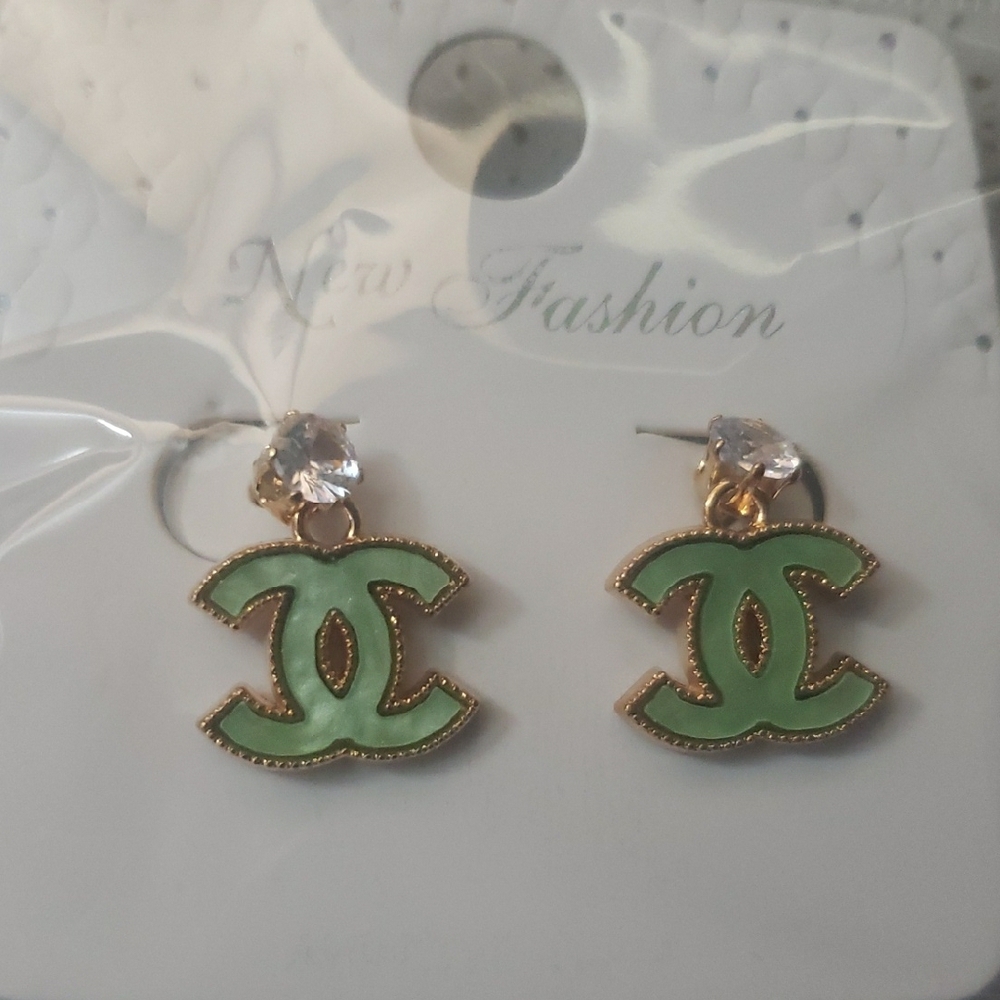 Green and Gold Earrings